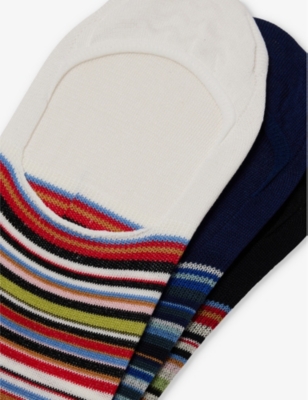 PAUL SMITH: Stripe-pattern pack of three cotton-blend socks