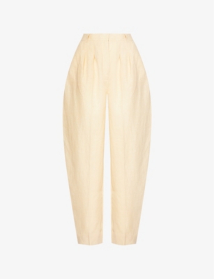 POSSE: Rio barrel-leg high-rise linen trousers