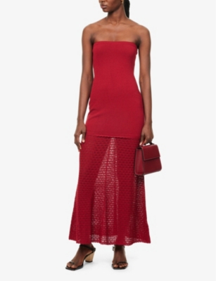 POSSE WOMENS CHILLI ROMY STRAPLESS KNITTED MIDI DRESS XS 