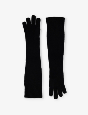 Shop Totême Womens Toteme Brushed Wool And Cashmere-blend Gloves In Black 001