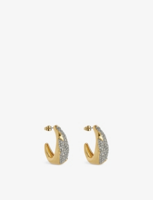 ALEXIS BITTAR WOMENS GOLD/CRYSTAL SOLANALES CRYSTAL EMBELLISHED 14CT YELLOW-GOLD AND RHODIUM PLATED HOOP EARRINGS 