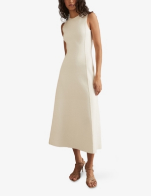 Reiss Womens Nilo Sleeveless Knitted Midi Dress Ivory Xs In Ivory