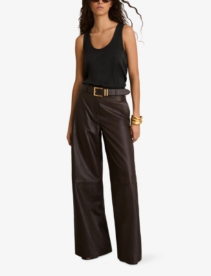 Reiss Womens Black Ruby Sleeveless Stretch-silk Top Xs In Black
