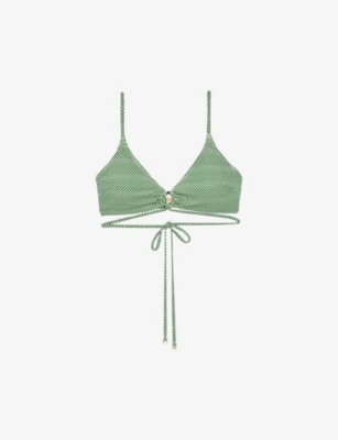 REISS: Kai Checkerboard-Pattern Bikini Top