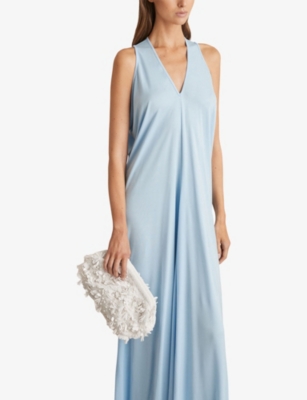 Reiss Womens White Edith Bead-embellished Clutch Bag