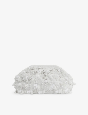 Reiss Womens White Edith Bead-embellished Clutch Bag