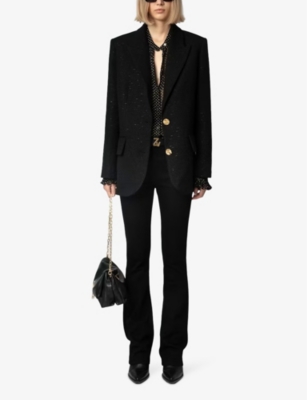 Zadig & Voltaire Single-breasted Tweed Blazer In Noir