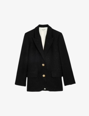 Shop Zadig & Voltaire Womens Zadig&voltaire Vicka Single-breasted Tweed Blazer In Noir