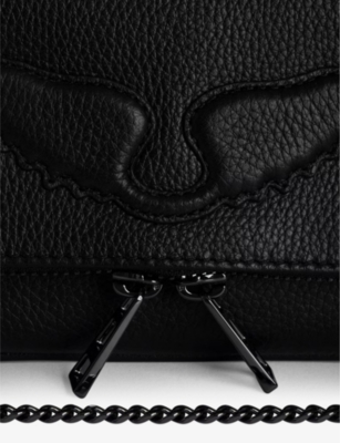 Zadig & Voltaire Womens Noir Rock Nano Grained-leather Clutch Bag In Noir