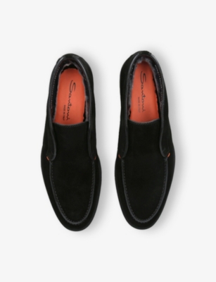 SANTONI: Detroit Roccia Suede Loafers