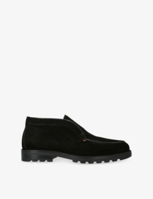 SANTONI: Detroit Roccia Suede Loafers