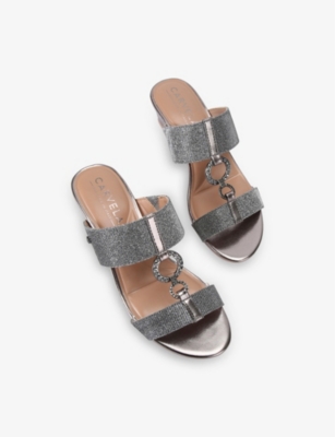 Shop Carvela Comfort Womens  Arletta Mid Wedge Woven Heels In Gunmetal