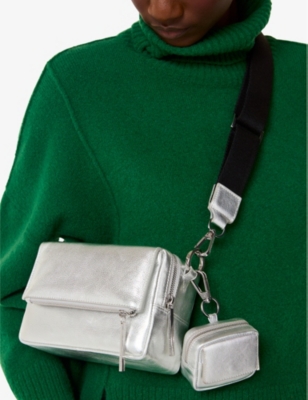 Whistles Omens  Bibi Metallic-leather Keyring In Silver