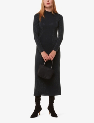 WHISTLES: Hot Fix diamante-embellished jersey midi dress