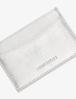 WHISTLES: Debossed-logo metallic-leather card holder