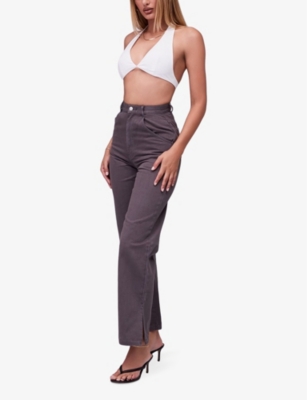 MISTRESS ROCKS: Twist straight-cut high-rise denim jeans