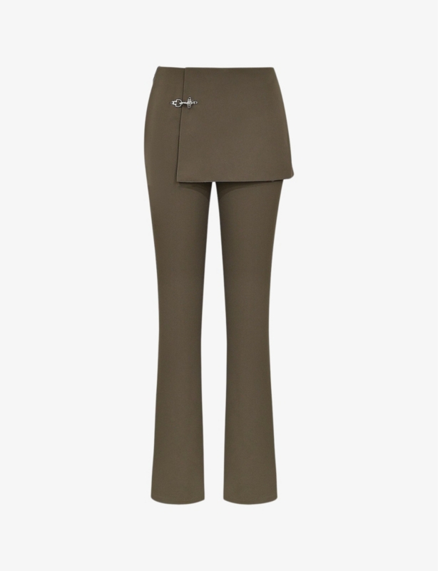 Skirt-panel slim-fit high-rise stretch-crepe trousers