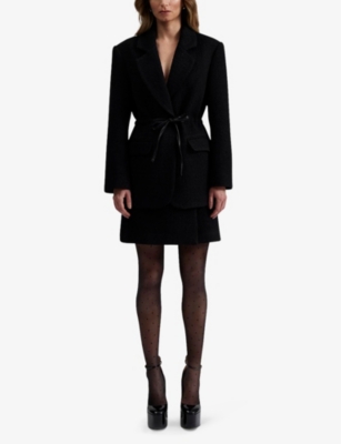Malina Womens  Elodie Drawstring Wool-blend Blazer In Black