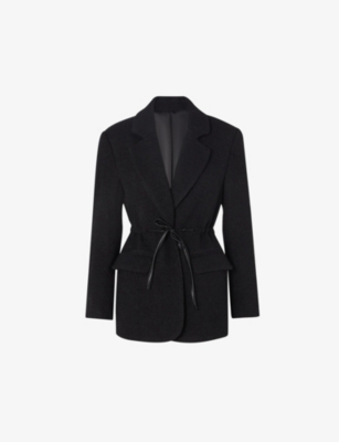 Malina Womens  Elodie Drawstring Wool-blend Blazer In Black