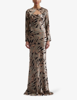 MALINA: Harley cowl-neck satin maxi dress
