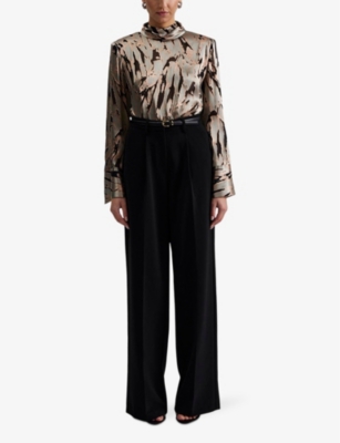 Malina Womens  Awa High-neck Satin Blouse In Dusk