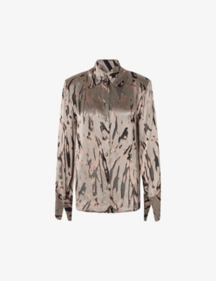 Malina Womens  Awa High-neck Satin Blouse In Dusk