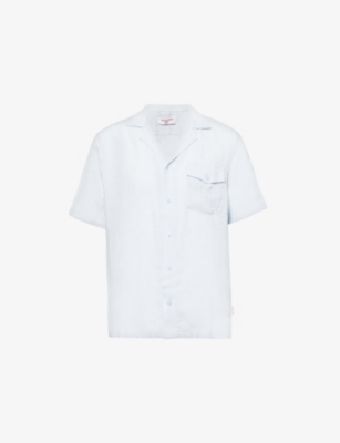 ORLEBAR BROWN: Orlebar Brown x 007 Maitan Scaramanga Linen Shirt Patch-Pocket Shirt