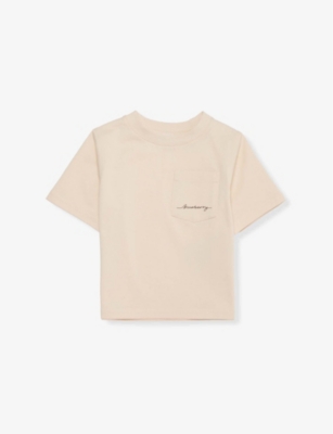 BURBERRY: Crewneck patch-pocket cotton-jersey T-shirt 6 months-2 years