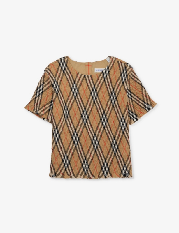 Check-Print Shirred Cotton Top 6-14 Years