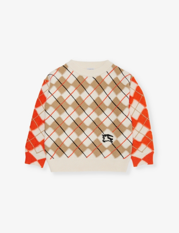 Kevin argyle-pattern wool jumper 8-14 years