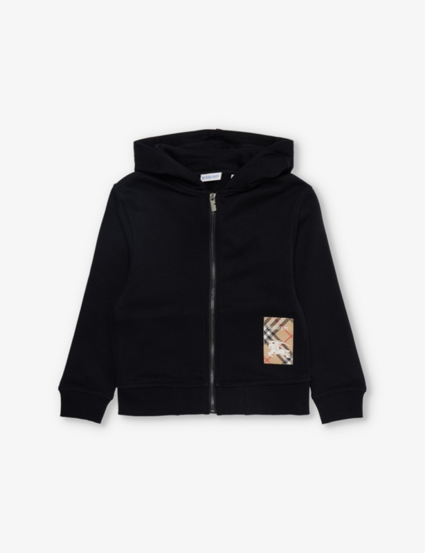 Brand-patch long-sleeve cotton-jersey hoody 3-12 years