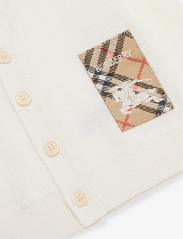 V-neck brand-patch wool cardigan 12 months-2 years