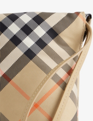 BURBERRY SAND IP CHECK CHECK NYLON POUCH BAG 