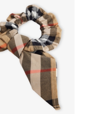 Burberry Ruched Check-print Cotton Scrunchie Sand Ip Check In Sand Ip Check
