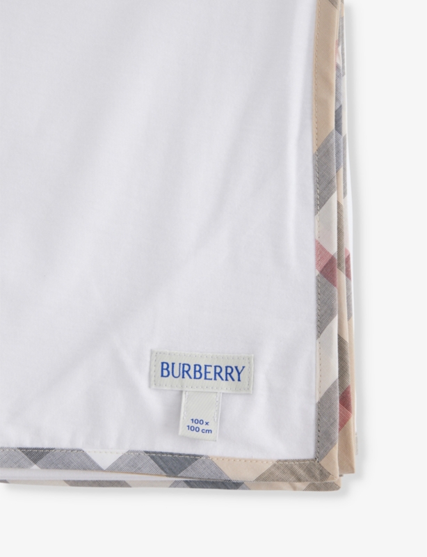 Check-print cotton-jersey blanket