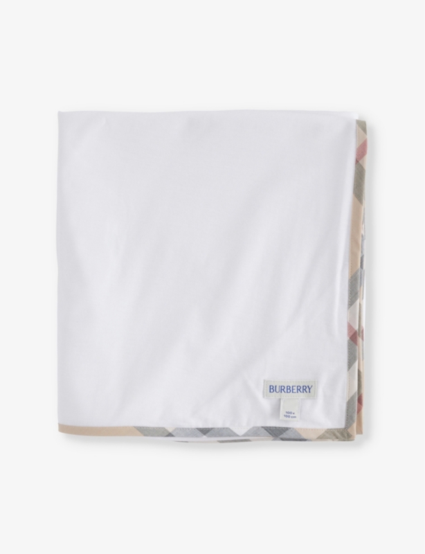 Check-print cotton-jersey blanket