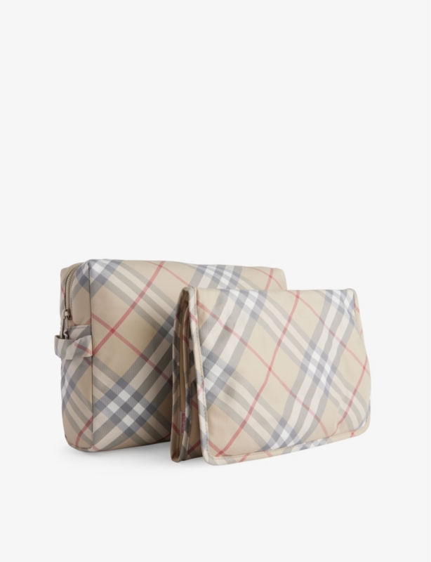 Check-Pattern Woven Baby Changing Pouch