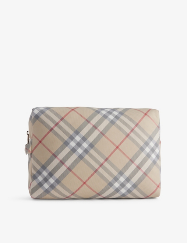 Check-Pattern Woven Baby Changing Pouch