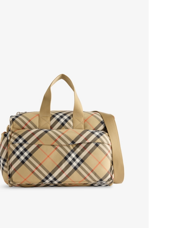 Check-Pattern Woven Baby Changing Bag