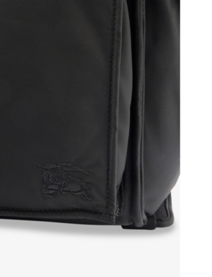 Burberry Ekd-embroidered Woven Changing Backpack In Black