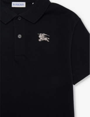 Burberry Johane Ekd-embroidered Cotton-pique Polo Shirt 3-14 Years Black In Black