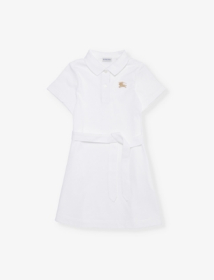 Burberry Kids' Astrid Ekd-embroidered Cotton-pique Polo Dress 3-14 Years White U In White Us
