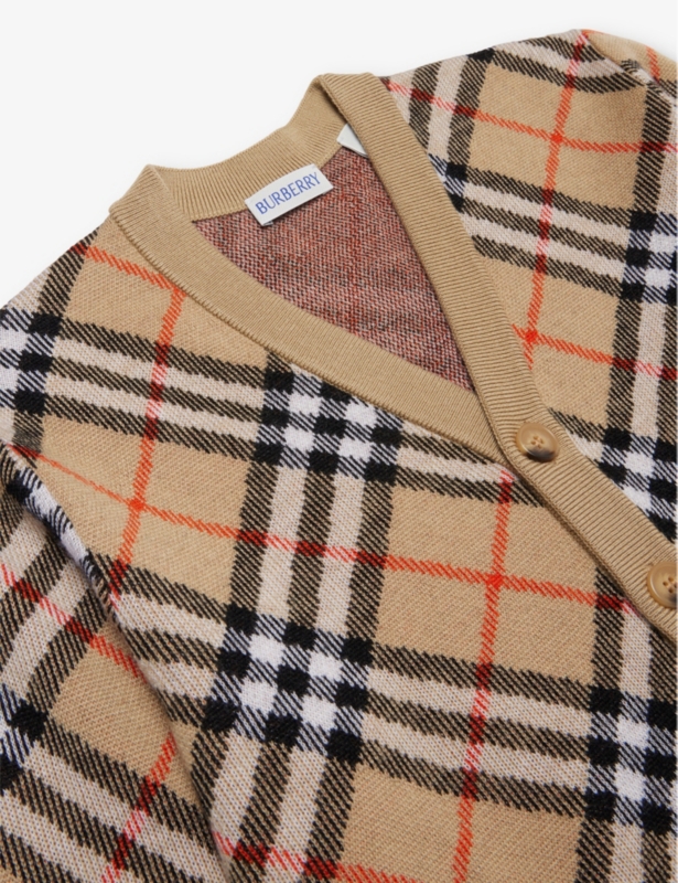 Graham check-print wool cardigan 4-14 years