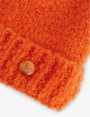 Vermillion Wind Button-Embellishment Cashmere Beanie