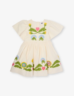 MOLO: Carlin Floral-embroidery Cotton-Poplin Dress 3-12 Years
