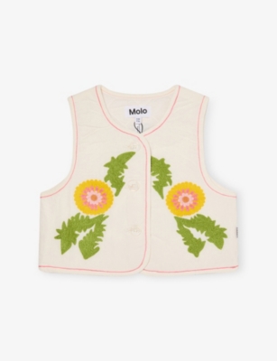MOLO: Floral-Embroidered Cotton Waistcoat 3-14 Years