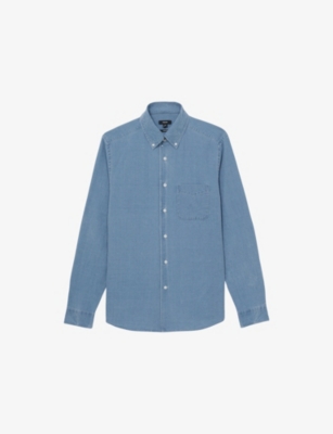 REISS: Kittle Long-Sleeve Denim Piqué Shirt