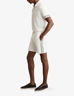 REISS: Phoenix Textured-Tape Drawstring-Waist Stretch-Jersey Shorts