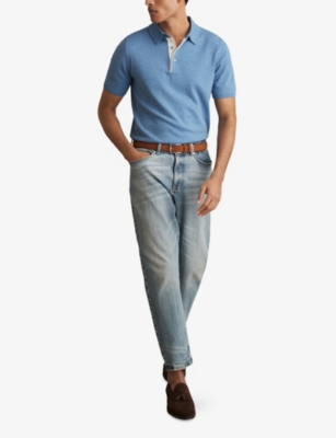 REISS: Finch Contrast-Placket Stretch-Woven Polo Shirt