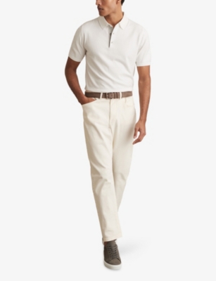 REISS: Finch Contrast-Placket Stretch-Woven Polo Shirt